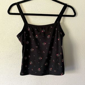 Lovely Bubbly Black Crop Top with Cherries. Size Small.